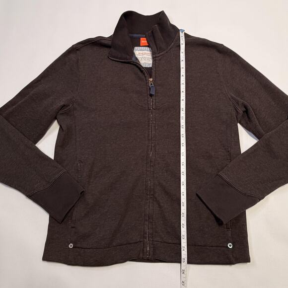 BOSS Orange Sweatshirt Mens Medium Brown Full Zip Stand Collar Rib Cuffs Knit - Picture 4 of 13